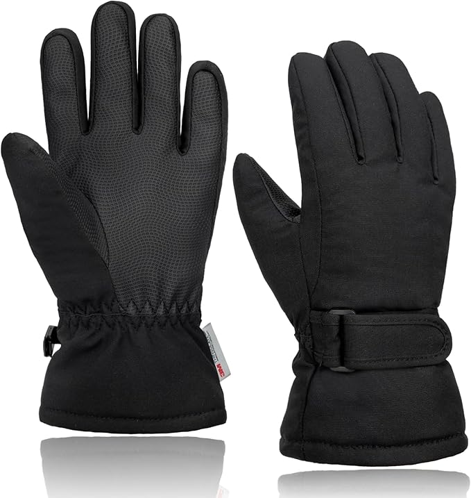 9 Pairs Kids Winter Gloves - Warm Waterproof Touchscreen Gloves For Boys Girls 6-13 Years Black